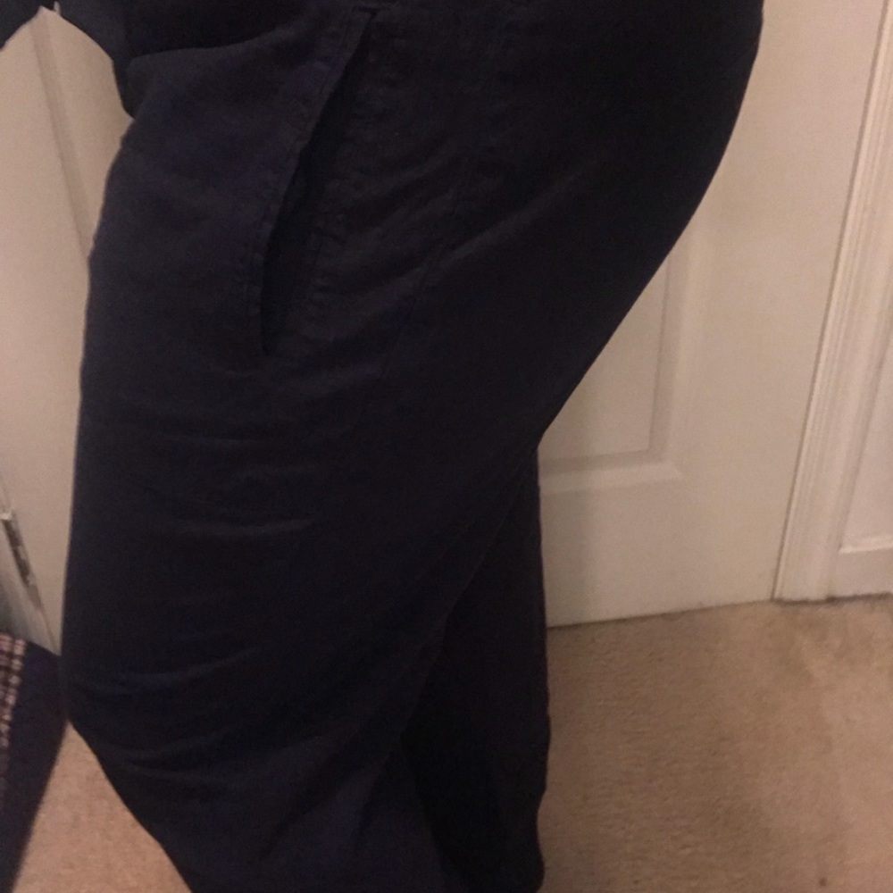 RAFAELLA Navy Blue Linen Pants NWOT